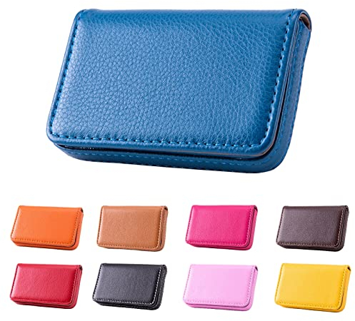 Waylipun Visitenkartenetui, PU-Leder Premium Visitenkartenhalter, mit Magnetverschluss, zur Schonenden ​Aufbewahrung Ihrer Karte, Visitenkarten Etui für Damen und Herren (Blau)