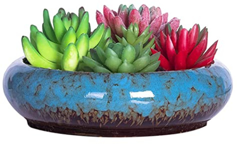 Sukkulenten Blumentopf Groß Bonsai Topf Pflanztopf Indoor Kaktus Pflanztopf mit Drainageloch Keramik Kaktus Pflanztopf für Innen Außen Übertopf