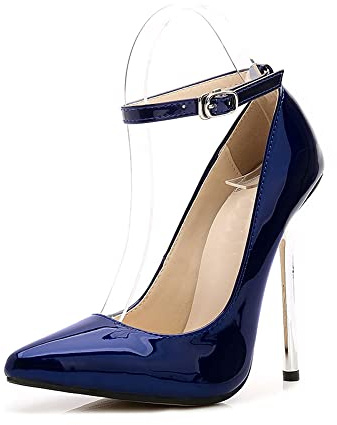 Nqpnrl Women's Heels Pointed Toe Ankle Strap High Heel Wedding Party Work Pumps Court Shoes