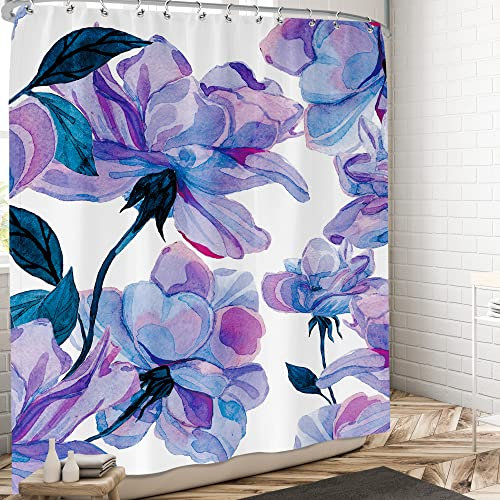 Yorida Acquerello Viola Floreale Tenda Da Doccia Boho Lilla Fiore Tenda Da Doccia Set Estetica Botanica Bagno Tenda Moderna Vintage Eleganza Rosa Doccia Tenda Natura Accessori Da Bagno Decor 60x72