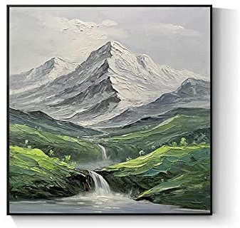 Acrylbilder, Kontinuierliche Grüne Berge, Bäume, Bachlandschaft, Modernes Abstraktes Kunstwerk, Rahmenlose Handölgemälde Auf Leinwand, Wandkunst Für Wohnzimmer, Schlafzimmer, Büro, Heimdekora