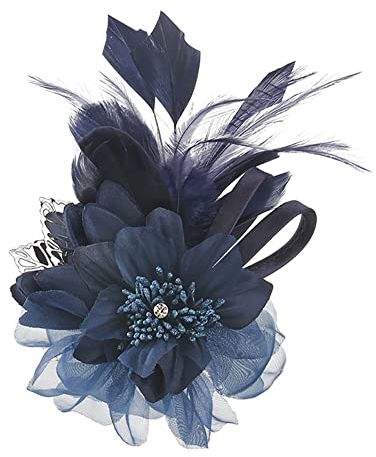 Stoff-Blumen-Haarspange Feder-Brosche für Hut elegante Netz-Blumen-Feder-Corsage Haarnadel-Haarspange Kopfschmuck für Frauen und Mädchen Hochzeit Brautparty Cocktail-Party