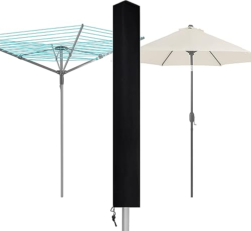 Rotary Washing Line Protective Cover Universal Fit Waterproof Cover with Zip and Drawstring Heavy Duty and Weather Resistant Trunk Protector for Outdoor Clothes Airer Dryer/Garden Parasol(16x16x160cm)