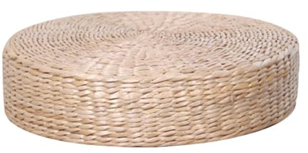Didiseaon Cojín Redondo de Paja Tejido a Mano para Tatami y Meditación | Uso Interior en Casa, Color Caqui, Fijación Estable y Acolchado Resistente para Asiento y Postura