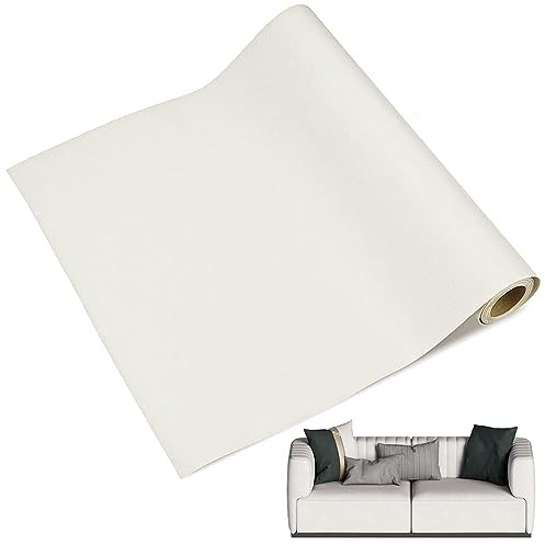 Vientiane Polipiel Adhesivo Para Tapizar, Parche De Cuero Adhesivo 60 X 137 Cm Para Sofá Y Asiento De Coche (Blanco)