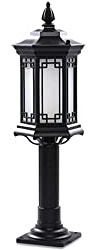 icVantA Creative Elegant Retro Glass Lantern Metal Aluminum Column Lamp European Traditional IP55 Waterproof Outdoor Pillar Light Lawn Street Villa Park Decorative Post Light with E27 Socket