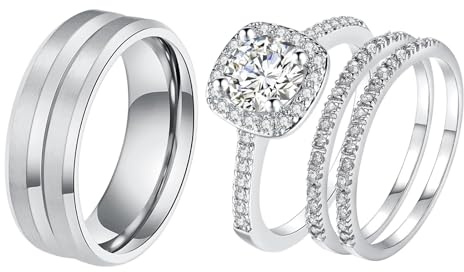 JewelryWe Schmuck 1 Paar Ringe Edelstahl Partnerringe Freundschaftsringe Eheringe Trauringe Verlobungsringe Hochzeit Band, mehrere Modelle