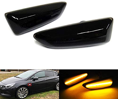 RZG 2x Black Smoked Lens Side Indicator Amber LED Marker Repeater Light For Astra J K VI VII Crossland X Grandland X Insignia B II Zafira C III