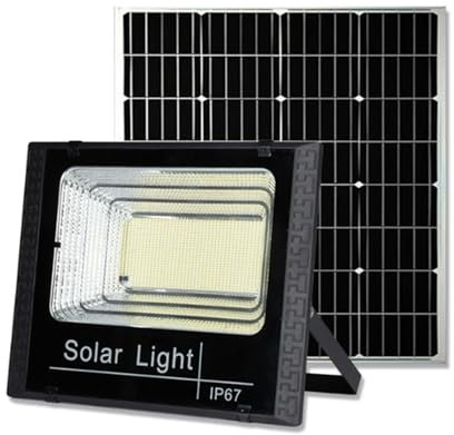 HYZHANHONG Proyector Solar al Aire Libre, 200W, proyector IP67 Impermeable, proyector led con batería incorporada, jardín, luz de Panel Solar Garaje Calle