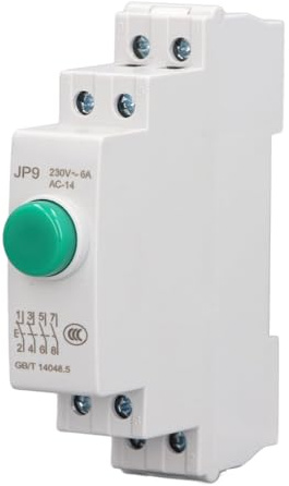 DIN Schienen Taste, JP9 Schienendrucktaster, AC 230V 2NO 2NC Drucktastenschalter, Elektrische Leitungssteuerung Drucktaster Druckschalter Druckknopfschalter für Magnetisches Starterschütz Steuerkreise
