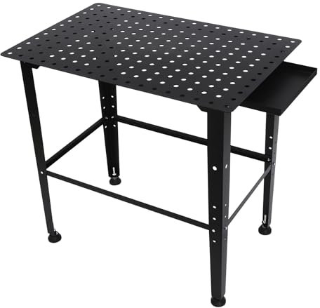 TaNeHaKi Metall Weilding Tisch, HöHenverstellbar SchweißEn Bank,Schweisstischplatte,SchweißEn Tabelle Mit Double Layer Storage Board