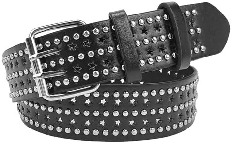 PTILSERY Grommet Taillengürtel Punk Double Skinny Kette für Grunge Schnalle Modern Bund Taillenkette Nietengürtel