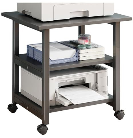 AV-Media-Ständer mit 3 Etagen, Metall, mit offenem Stauraum, perfekt für Wohnzimmer, Büro, Konferenzräume und Aufnahmestudio, CD-Player, Ständer, mit schwarzem Leinen-Finish