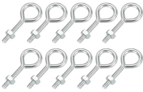 PATIKIL M3x16mm Anelli Filettati, 10 Pcs Anelli in Acciaio al Carbonio con Dado per Appendere o Fissare Cavi Argento
