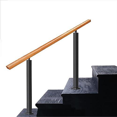 Schmiedeeisen Handlauf Außentreppe für 1 3 Stufen Holztreppe Geländer für Beton und Verandatreppe Schwarz H 90cm L 90cm