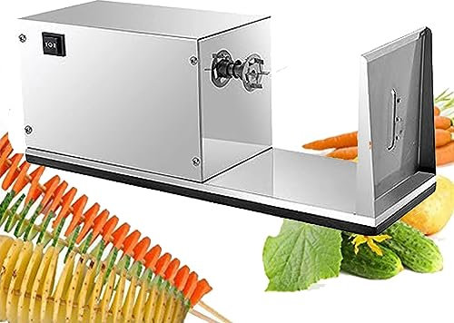 XNZJHPP Affettatrice elettrica per Patate Tornado, affettatrice Automatica per Verdure con Patatine Fritte Fatta in casa, Macchina da Taglio a Spirale in Acciaio Inossidabile per Frutta