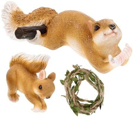 UKCOCO Statua Di Scoiattolo in Materiale Decorazione Da Giardino Adorabile Ornamento Per Vaso Di Fiori Statuetta Da Appendere Accessori Per Giardino