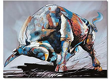 Pintura en lienzo de corrida de toros española, carteles e impresiones de toros coloridos, imágenes artísticas de pared de animales abstractos para decoración de sala de estar sin marco, 1 Pedazo