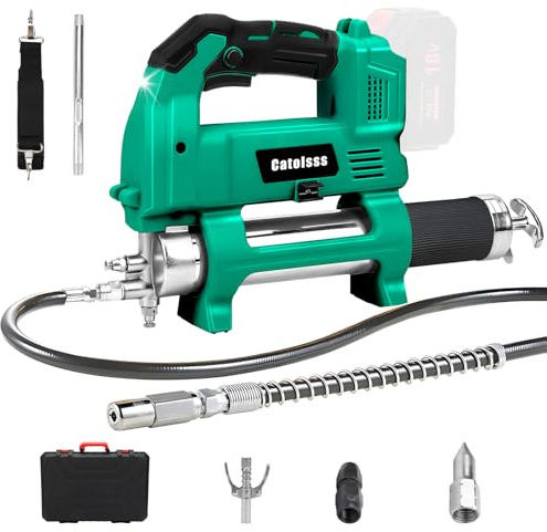 Catolsss Batteridriven fettpress för Makita 18 V batteri, 100 cm högtrycksslang 12 000 PSI tryck elektrisk fettpress för lastbilar, gårdar, bygg- och gör-det-själv (utan batteri)