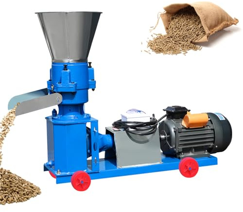 Bonxrdun Broyeuse-Pelletrice 220V, Moteur Cuivre 4KW - Granulés Bois/Pellet Alimentaire, 400 Livres/H, Plaque 4mm