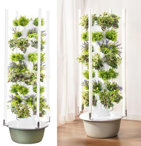 Hydroponik-Anbausystem, Turmgarten für Zuhause – Vertikaler Pflanzkasten mit LED-Licht zum Anbau von Kräutern und Gemüse, Hydroponik-Lösung für den Innenbereich