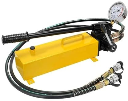 2 pompe hydraulique à main Double Action de 1,8 m avec tuyau et manomètre, réservoir de 700kg/mt (10 000 Psi) et huile de 3 000cc - pour utilisation avec divers outils de plomberie