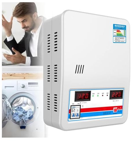 Stabilizzante di tensione 220V 15000W, stabilizzatore automatico di tensione di potenza con doppio schermo digitale, condizionatore d’aria ad alta potenza puro in rame regolatore per uso domestico