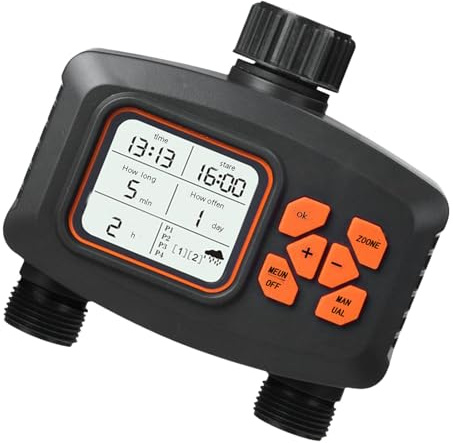 Timer per irrigazione a due zone con 3 programmi separati Sistemi di irrigazione automatica da giardino irrigatore per tubo da giardino