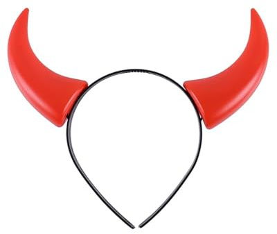 JUKOTA Cerchietto rosso per capelli con corna del diavolo vampiro, per feste in costume, per uomo e donna, per Halloween, carnevale e carnevale - rosso