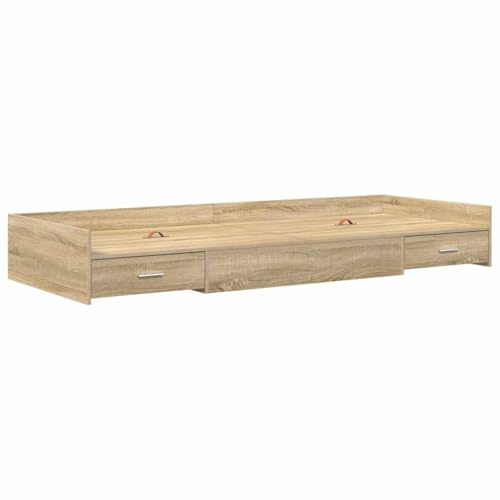 vidaXL Estructura de Cama con cabecera Roble Sonoma 90 x 200 cm, Cama Moderna, diseño Rectangular, Almacenamiento Funcional, Elegante solución para Dormir en tu habitación