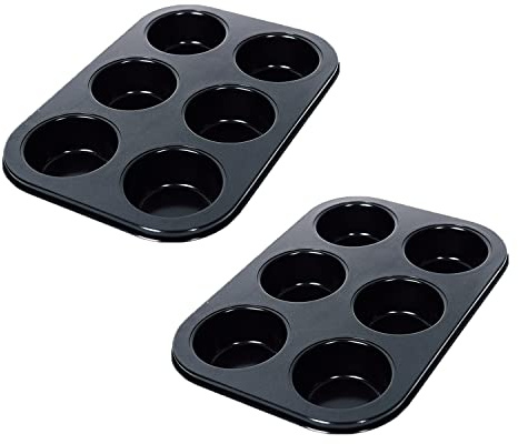 djgkENVQ Pirofila, Set di 2 stampi for muffin, piccoli stampi for cupcake e torte a fondo piatto(Black)