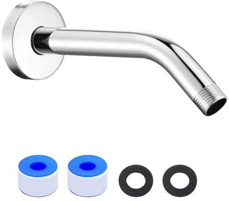 Shower Arm with Flange, Made of Stainless Steel Shower Extension Extender Pipe, Wall-Mounted for Fixed Bathroom Showerhead and Handheld Showerhead (6 Inch)