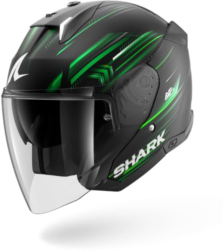 Shark, Jet Motorradhelm SKWAL I3 JET LIGHT-BLUR Black Green White KGW, M