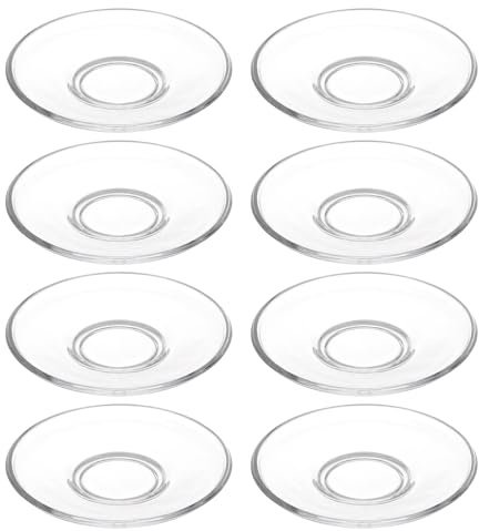 FONDOTIN 8 Piezas De Platillos De Vidrio Transparente Platillos De Vidrio Para Café Y Té Para Tazas De Té Platos De Para Aperitivos Posavasos De Platos