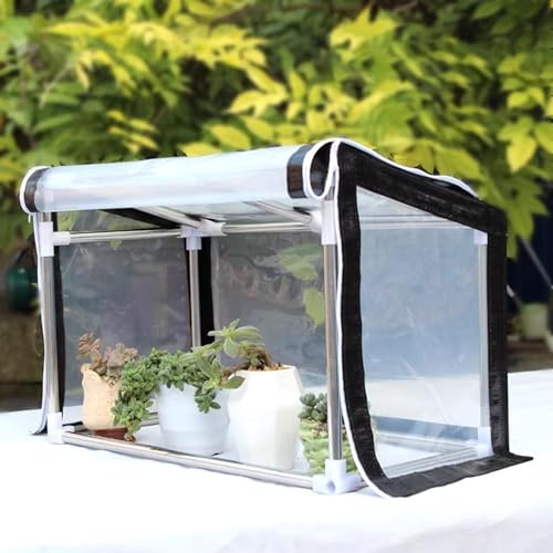 Invernaderos Pequeños para Casa Marco de Acero Inoxidable Diseño Inclinado Greenhouse Plastic Conectores de Plástico Ideal para Patios, Jardines y Porches(80*40*40cm)