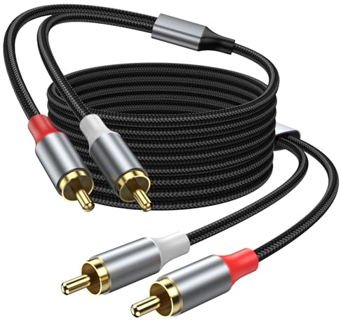 KAYQINHO 2RCA Audio Cable 3M, 2RCA Male to 2RCA Male Stereo Audio RCA Cables Gold Plated 2 RCA Stereo Cable for Home Theater, HDTV, Amplifiers, Hi Fi Systems, Car Audio, Speakers.
