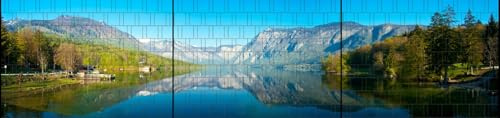 Fjord XXL - bedruckter Panorama Sichtschutzstreifen auf Rolle | moderner Zaundruck | einfache Verarbeitung | Aufwertung vom Doppelstmattenzaun | UV-beständig 7,5m x 1,8m
