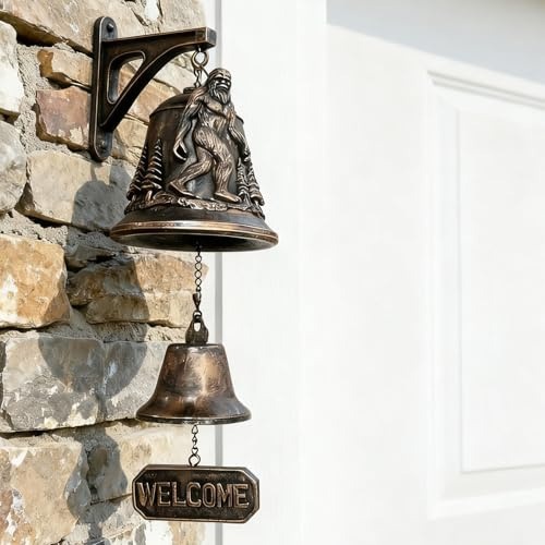 Jakiro Vintage Bigfoot Doorbell – Durable Cast Iron Farm Bell with Metal Welcome Sign, Weatherproof Outdoor Decor for Porch & Gate, Gift for Mother’s Day or Father’s Day