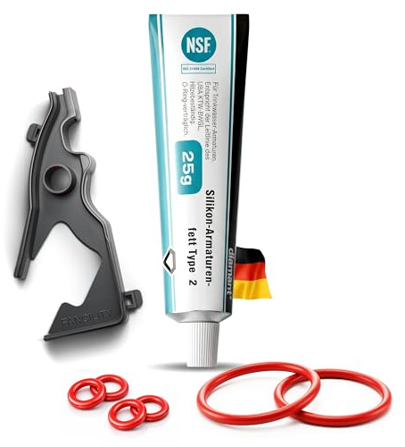 fancility® 8-teiliges Pflegeset & Ersatzteile für Siemens Brüheinheit EQ-Modellen (EQ9 EQ8 EQ7 EQ6 EQ5 Bosch Vero) - Inkl. 25g Silikonfett, 1 x Formdichtung & 6x O-Ring Dichtung Kaffeevollautomat
