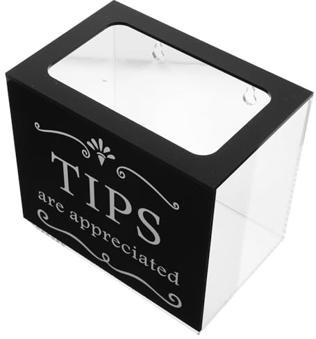 COLLBATH Caja de Propinas Acrílica Transparente con Almacenamiento para Restaurantes Bares Músicos y Conductores para Recolección de Dinero Donaciones Rifa y Sugerencias Negro