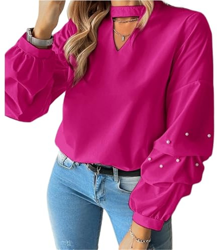 volangblus för kvinnor höst långärmad blusar kvinnor eleganta volanger toppar casual enfärgad blus ståkrage skjortor plus storlek 5XL att jämföra
