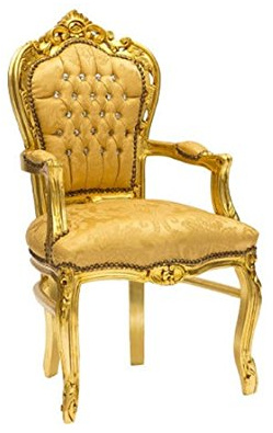 Poltrona barocco stile francese Luigi XVI con braccioli oro/oro