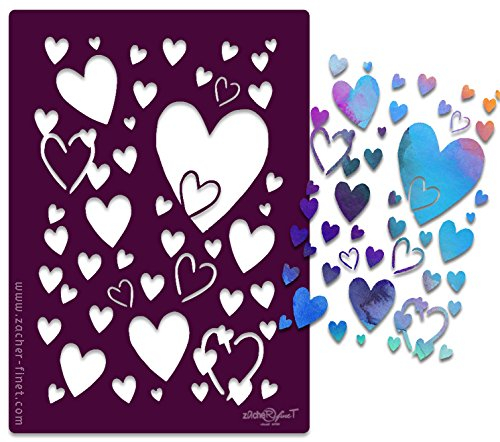 Schablone XL Herz in Herz - Motivschablone Textilschablone Musterschablone Wandschablone - Scrapbook Acrylmalerei Airbrush - WIEDERVERWENDBAR- Liebe Deko - zAcheR-fineT