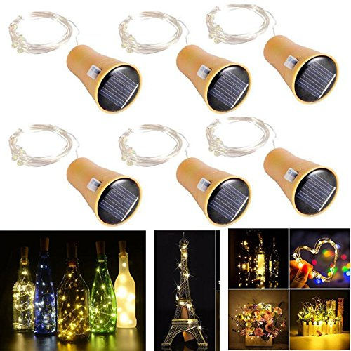 Miya Set 3 x LED alimentato a energia solare luce della stringa, Bottiglia, Bottiglia di vino tappi di bottiglia di luce catena, catena LED, filo di rame LED della catena, 1 meter 10 luci,