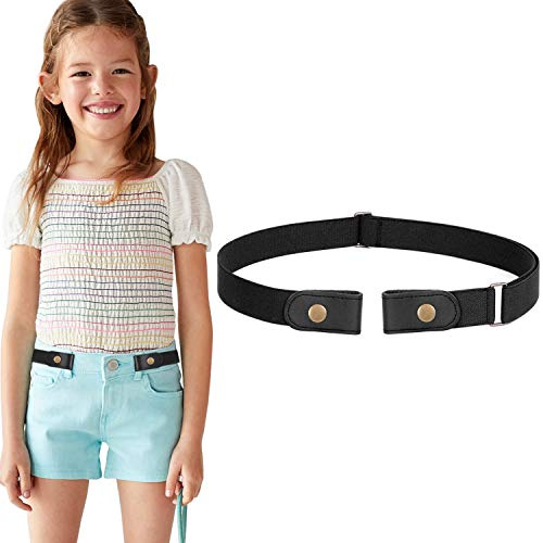 WERFORU No Buckle Stretch Belt for Child Boys Girls Buckle Free Kids Belt Buckleless for Pants Jeans, Black,Waist Size Below 24 Inches
