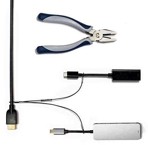 TetherTies Multi-Adapter-Kit | Kabelbinder für mehrere Adapter und Dongles | Stoppen Sie den Diebstahl von Konferenz-Display-Adaptern, Mac-Adaptern, VGA-Adaptern | kostenlose Crimpzange | Schwarz, 10