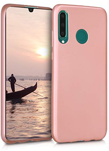 kwmobile Handyhülle für Huawei P30 Lite Hülle - Silikon Case metallisch schimmernd - Schutzhülle Cover - Metallic Rosegold
