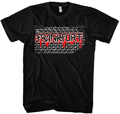 Graffiti Frankfurt Herren T-Shirt | Stadt - Frankfurt Skyline - Fussball - City - Frankfurt Shirt - Ultras | Schwarz (XXL)