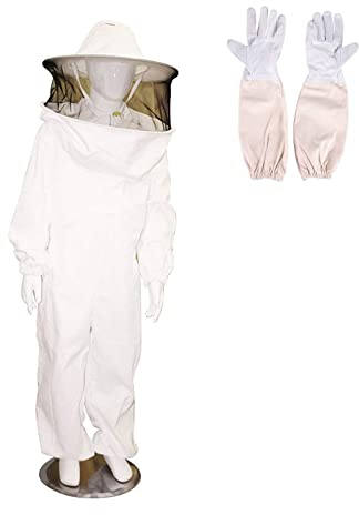 Bienenzuchtanzug für Kinder Professioneller Bienenzuchtschutzanzug Imkeranzug Einteiliger Anti-Bienenanzug für Kinder Imkerei Anzug Imkeranzug mit Schleier Reine,Baumwolle (120cm)