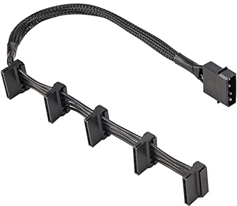 YieJoya Cavo di alimentazione da 4 pin IDE Molex a 15 pin SATA intrecciato, grande 4 pin maschio a 5 x 15 pin SATA femmina, disco rigido di alimentazione, splitter adattatore per fai da te PC